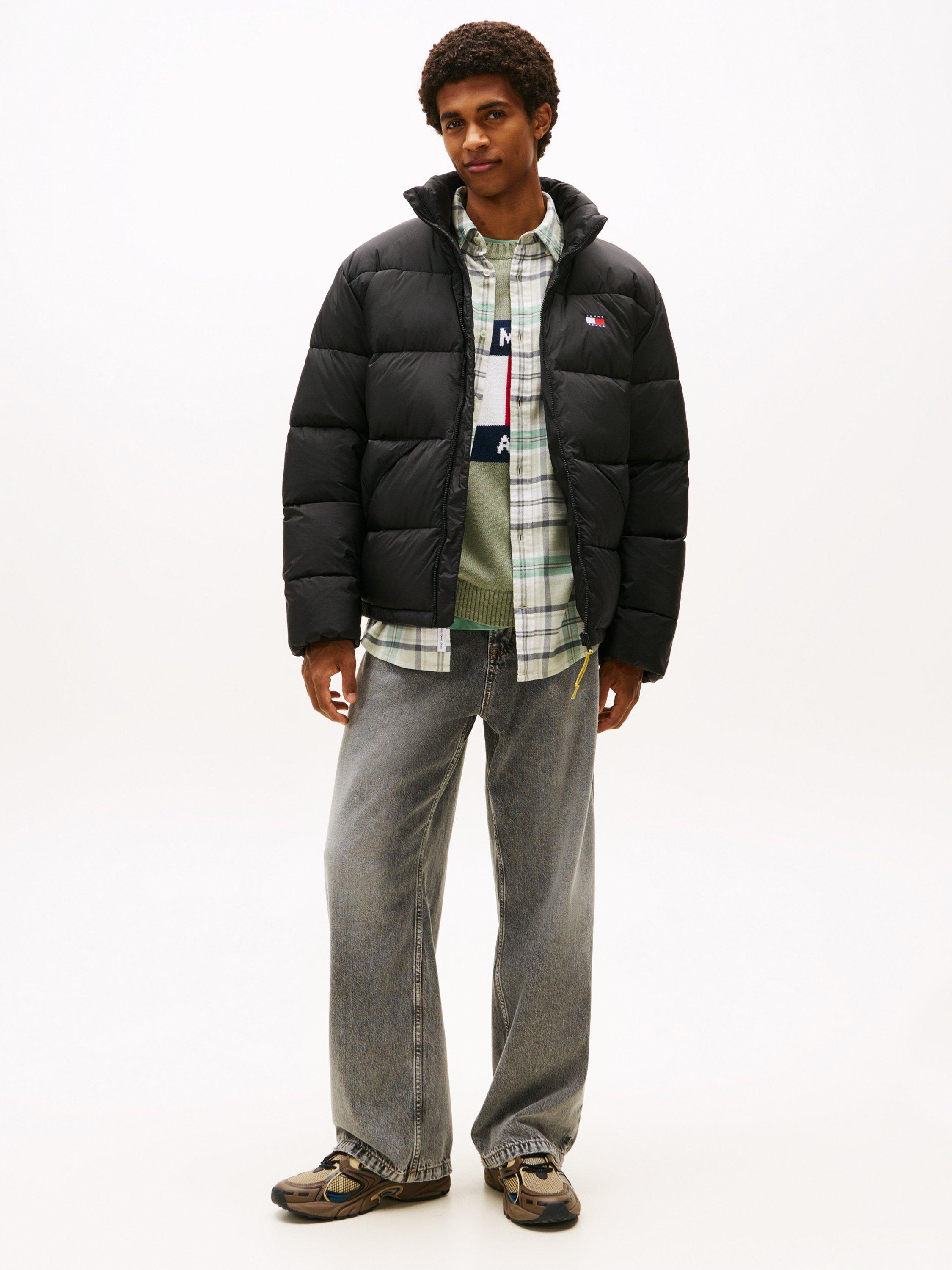 Product image 3 of 5, which shows Tommy Jeans Water Repellent Relaxed Fit Crinkle Puffer Jacket, Black, XS