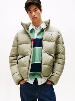 Tommy Jeans Water Repellent Relaxed Fit Crinkle Puffer Jacket, Utility Sage