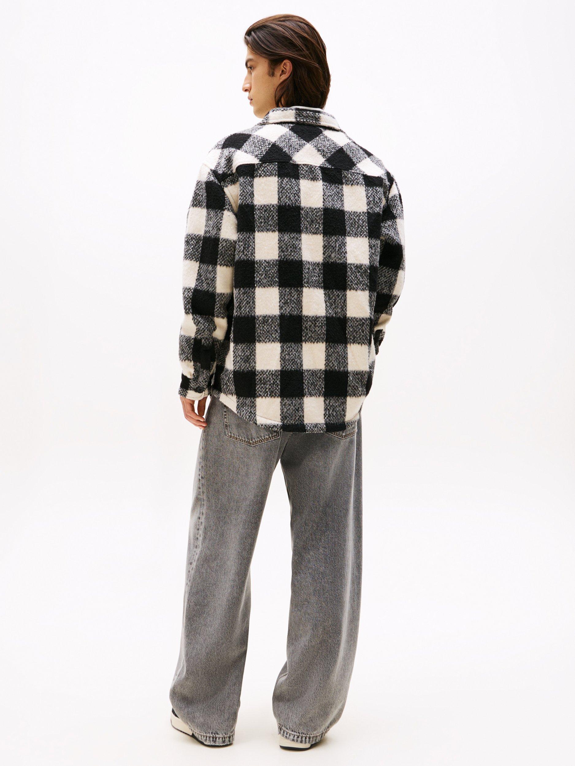 Product image 2 of 5, which shows Tommy Hilfiger Tommy Jeans Check Oversized Overshirt, Black/Multi, XS