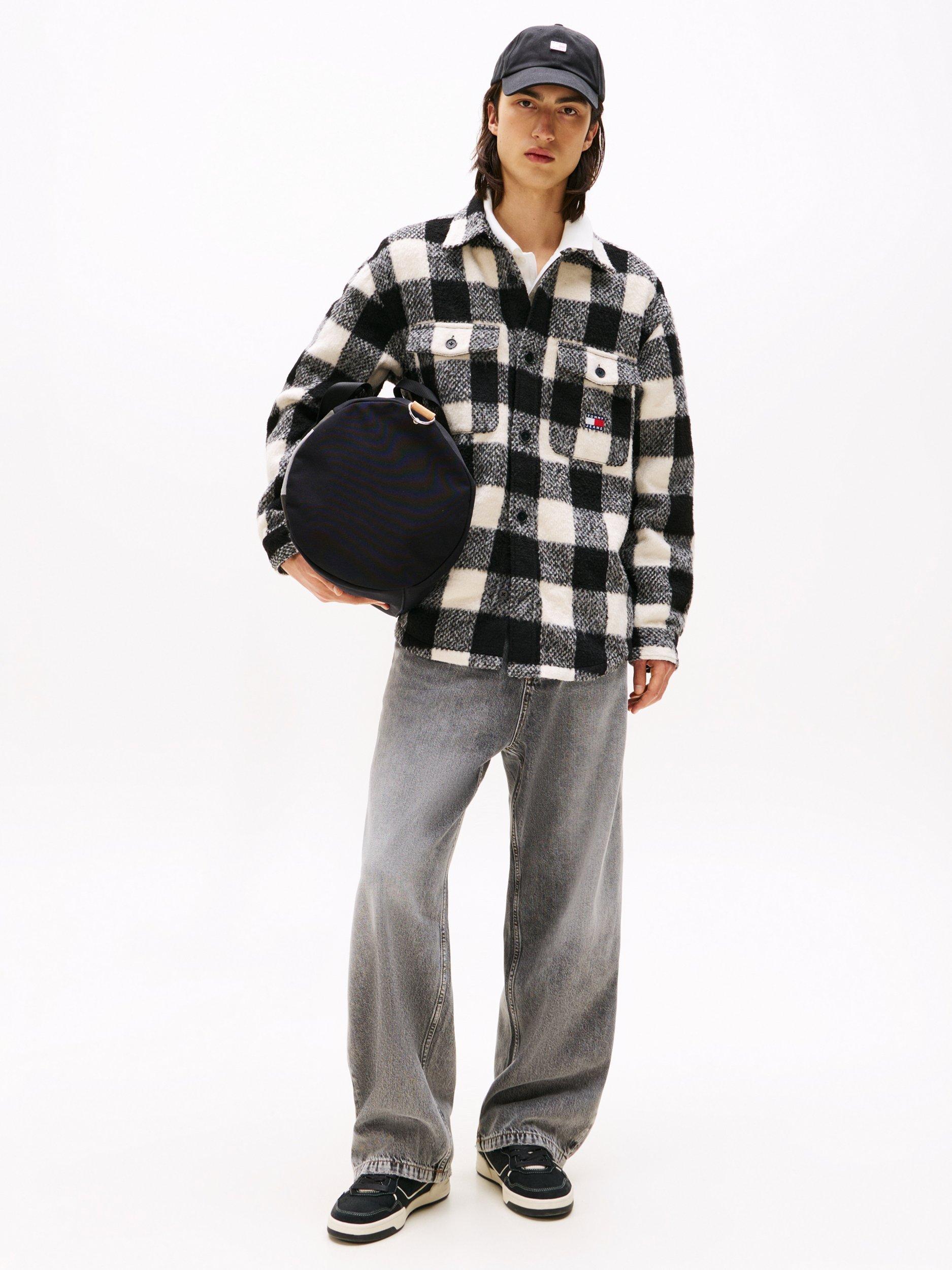 Product image 3 of 5, which shows Tommy Hilfiger Tommy Jeans Check Oversized Overshirt, Black/Multi, XS