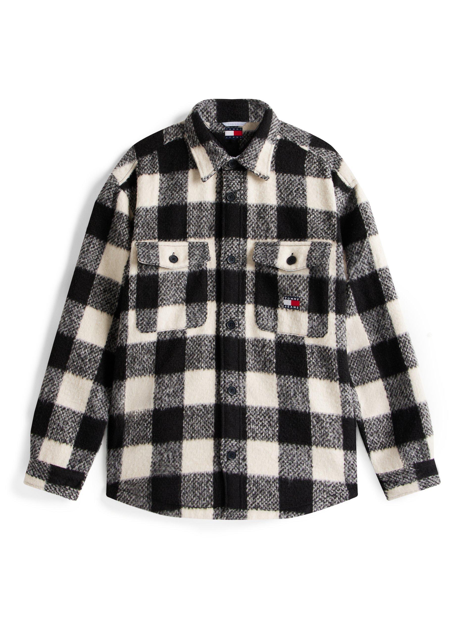 Product image 4 of 5, which shows Tommy Hilfiger Tommy Jeans Check Oversized Overshirt, Black/Multi, XS