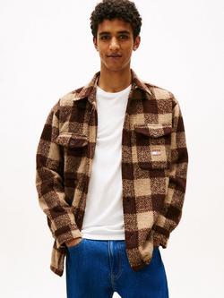 Tommy Hilfiger Tommy Jeans Check Oversized Overshirt, Rich Brown/Multi