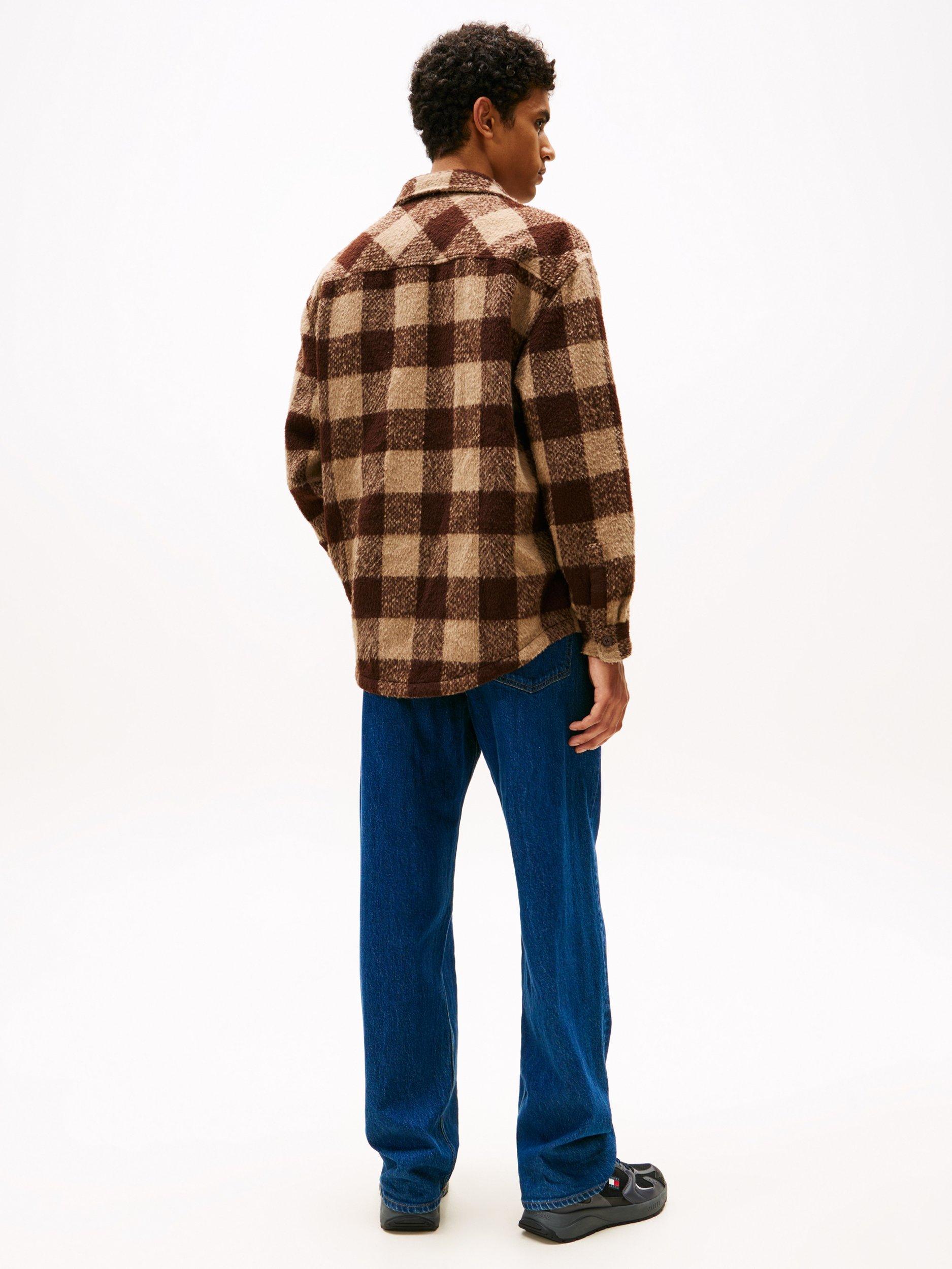 Product image 2 of 5, which shows Tommy Hilfiger Tommy Jeans Check Oversized Overshirt, Rich Brown/Multi, M