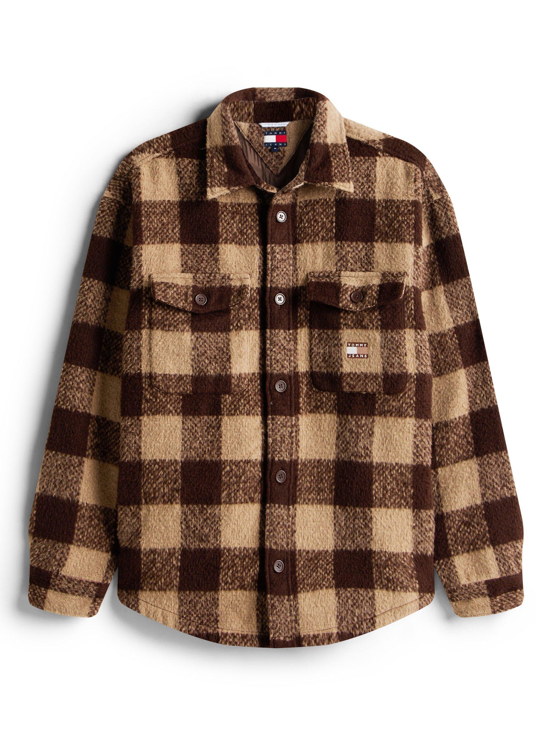 Product image 4 of 5, which shows Tommy Hilfiger Tommy Jeans Check Oversized Overshirt, Rich Brown/Multi, M