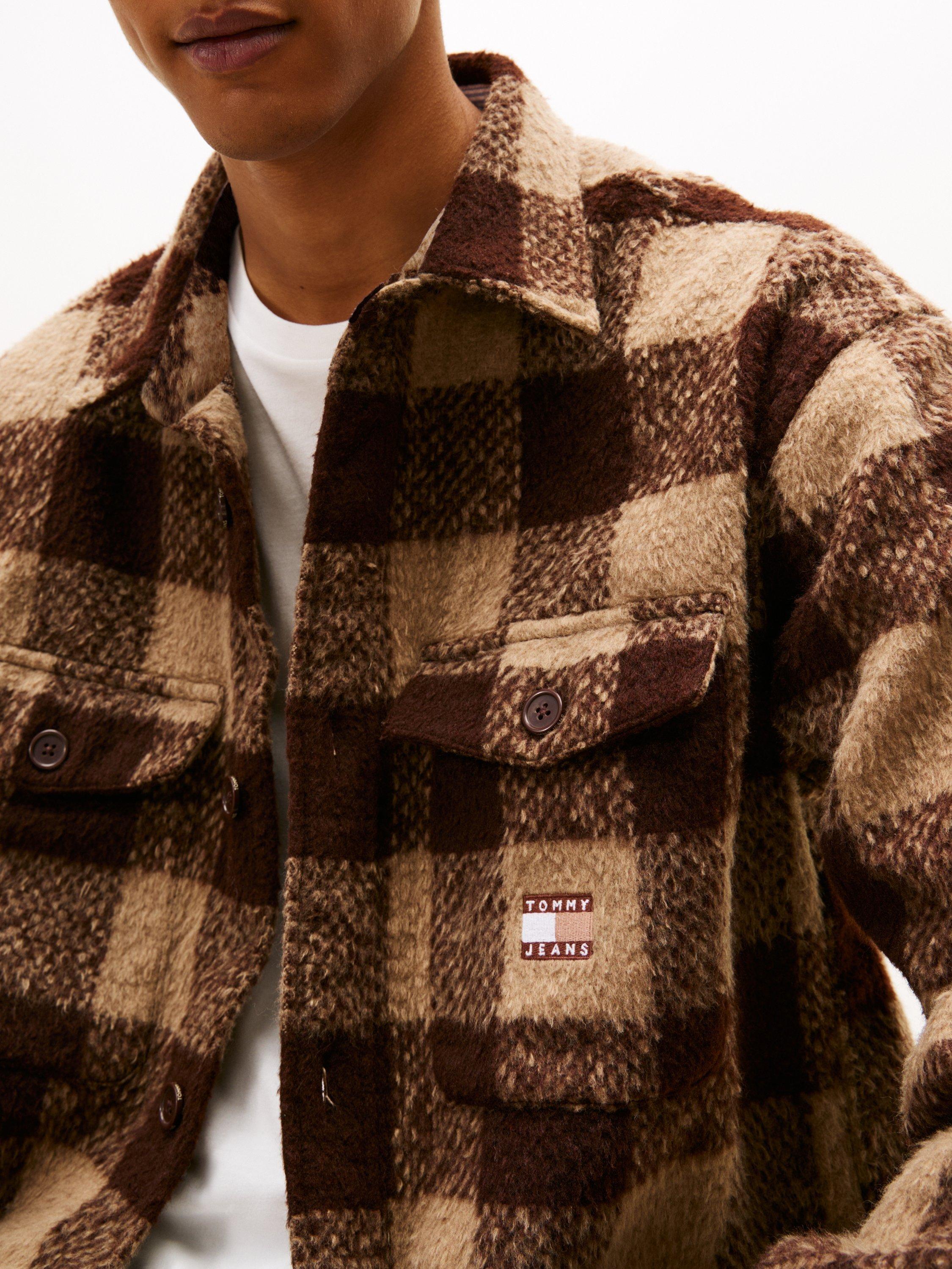 Product image 5 of 5, which shows Tommy Hilfiger Tommy Jeans Check Oversized Overshirt, Rich Brown/Multi, M