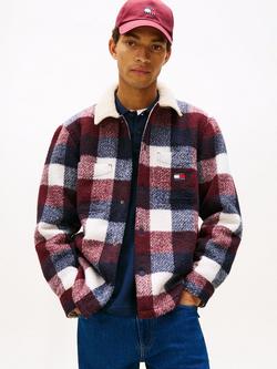 Tommy Hilfiger Tommy Jeans Check Teddy Collar Overshirt, Dark Navy/Buffalo