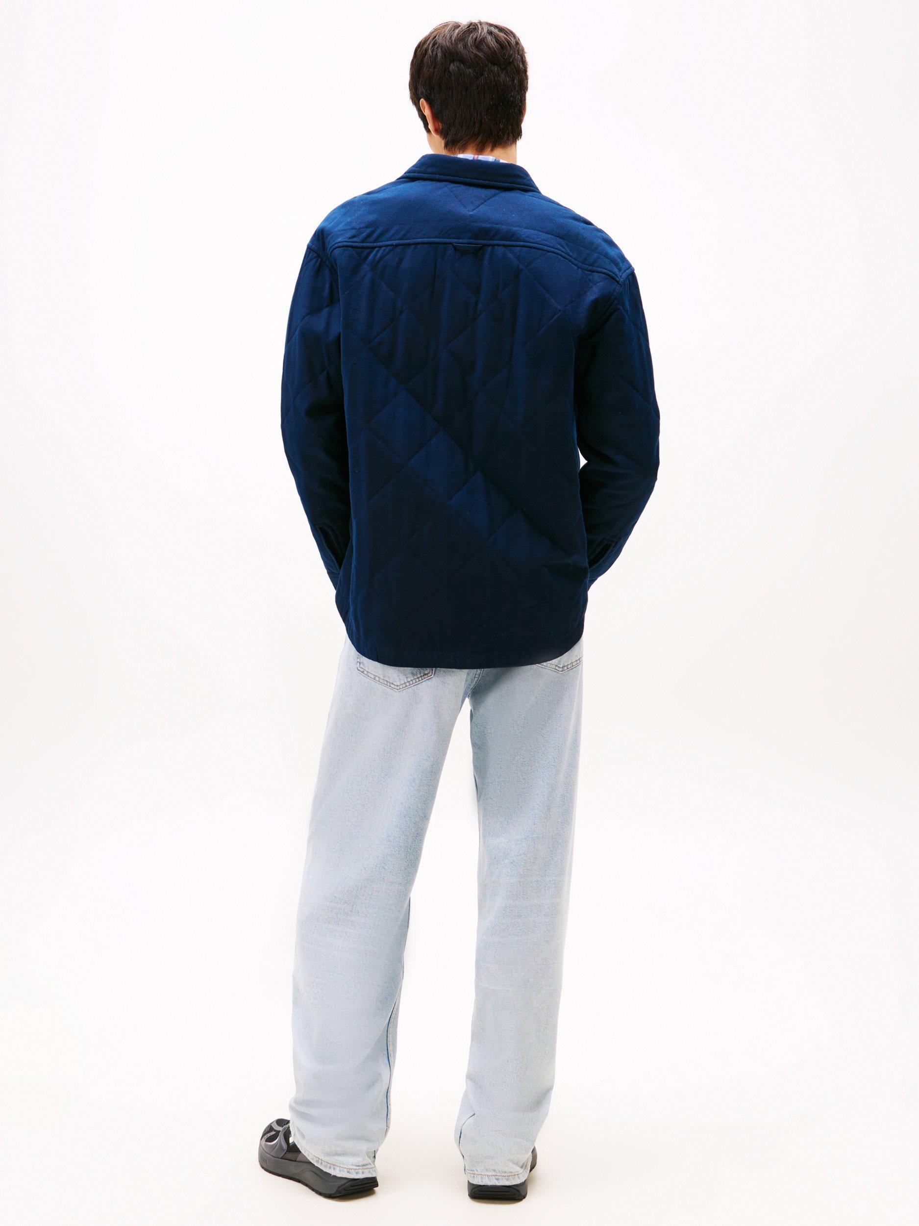 Product image 2 of 5, which shows Tommy Hilfiger Tommy Jeans Cotton Check Overshirt, Dark Night Navy, M