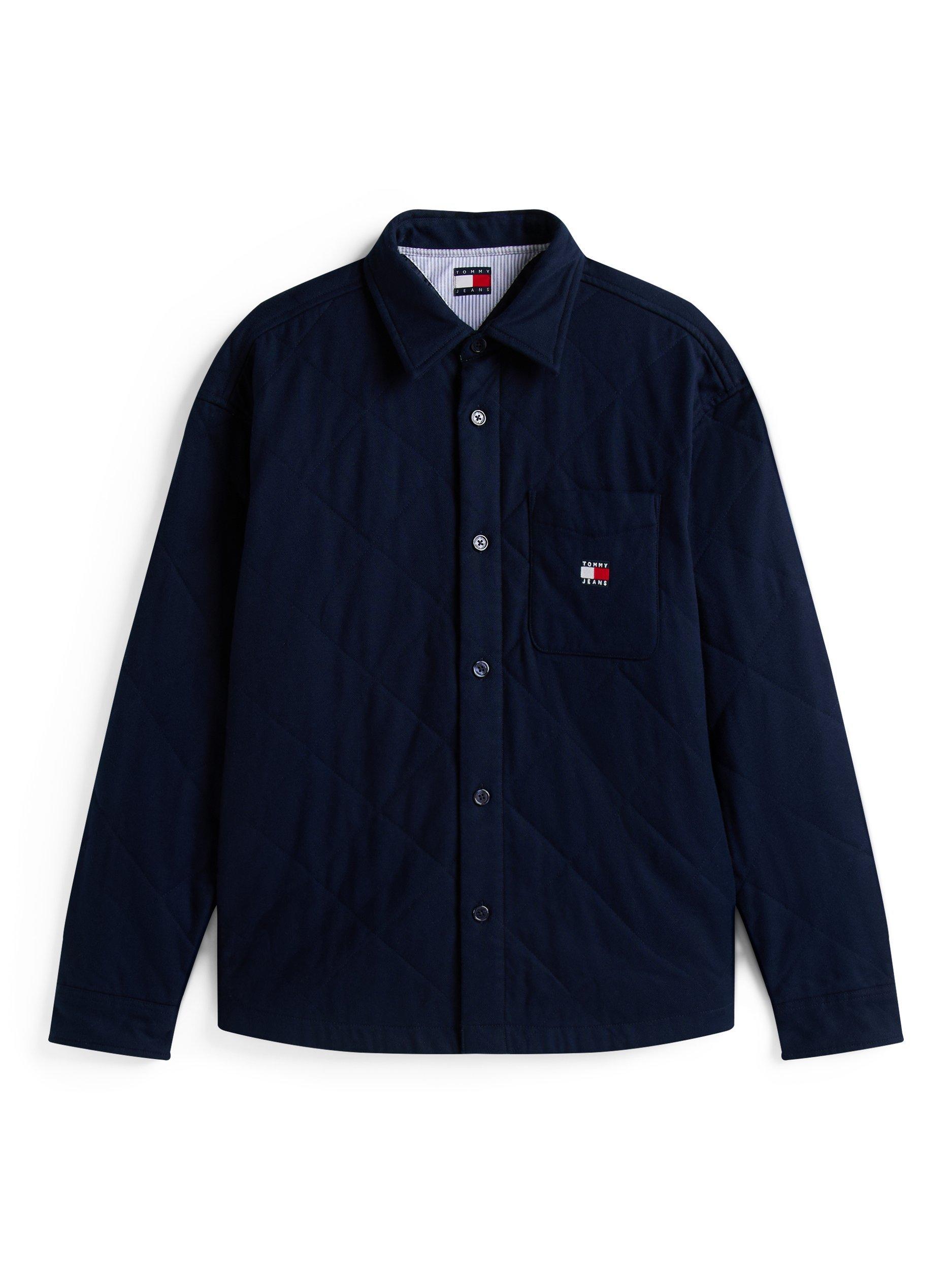 Product image 4 of 5, which shows Tommy Hilfiger Tommy Jeans Cotton Check Overshirt, Dark Night Navy, M