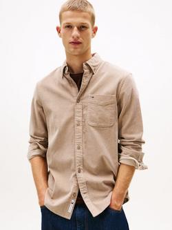Tommy Hilfiger Tommy Jeans Cotton Long Sleeve Collar Shirt, Coastal Taupe