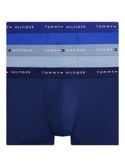 Tommy Hilfiger Logo Waistband Trunks, Pack of 3, Blue/Multi, Blue/Multi
