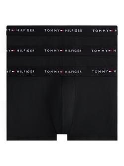 Tommy Hilfiger Logo Waistband Trunks, Pack of 3, Black, Black