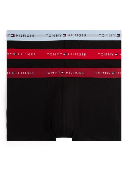 Tommy Hilfiger Cotton Blend Repeat Waistband Trunks, Pack of 3, Black/Multi, Black/Multi
