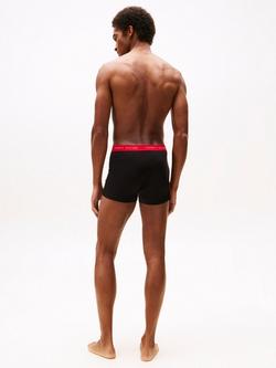 Tommy Hilfiger Cotton Blend Repeat Waistband Trunks, Pack of 3, Black/Multi - view 2, Black/Multi