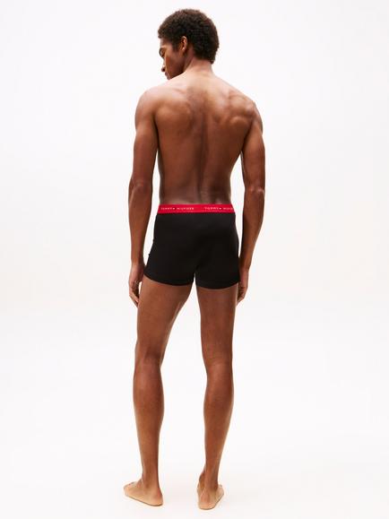 Tommy Hilfiger Cotton Blend Repeat Waistband Trunks, Pack of 3, Black/Multi - view 2, Black/Multi