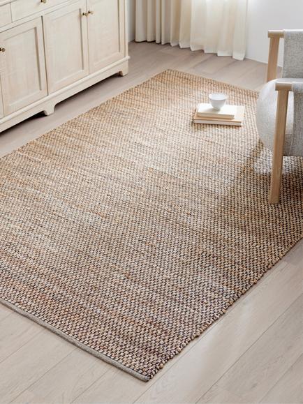 John Lewis Grid Hand Woven Jute Rich Rug, Natural/Cocoa - view 2, Natural/Cocoa