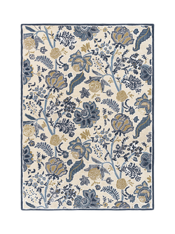 Sanderson Shalimar Floral Wool Rich Rug, Blue, Blue