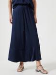 HUSH A-Line Satin Skirt, Midnight Navy