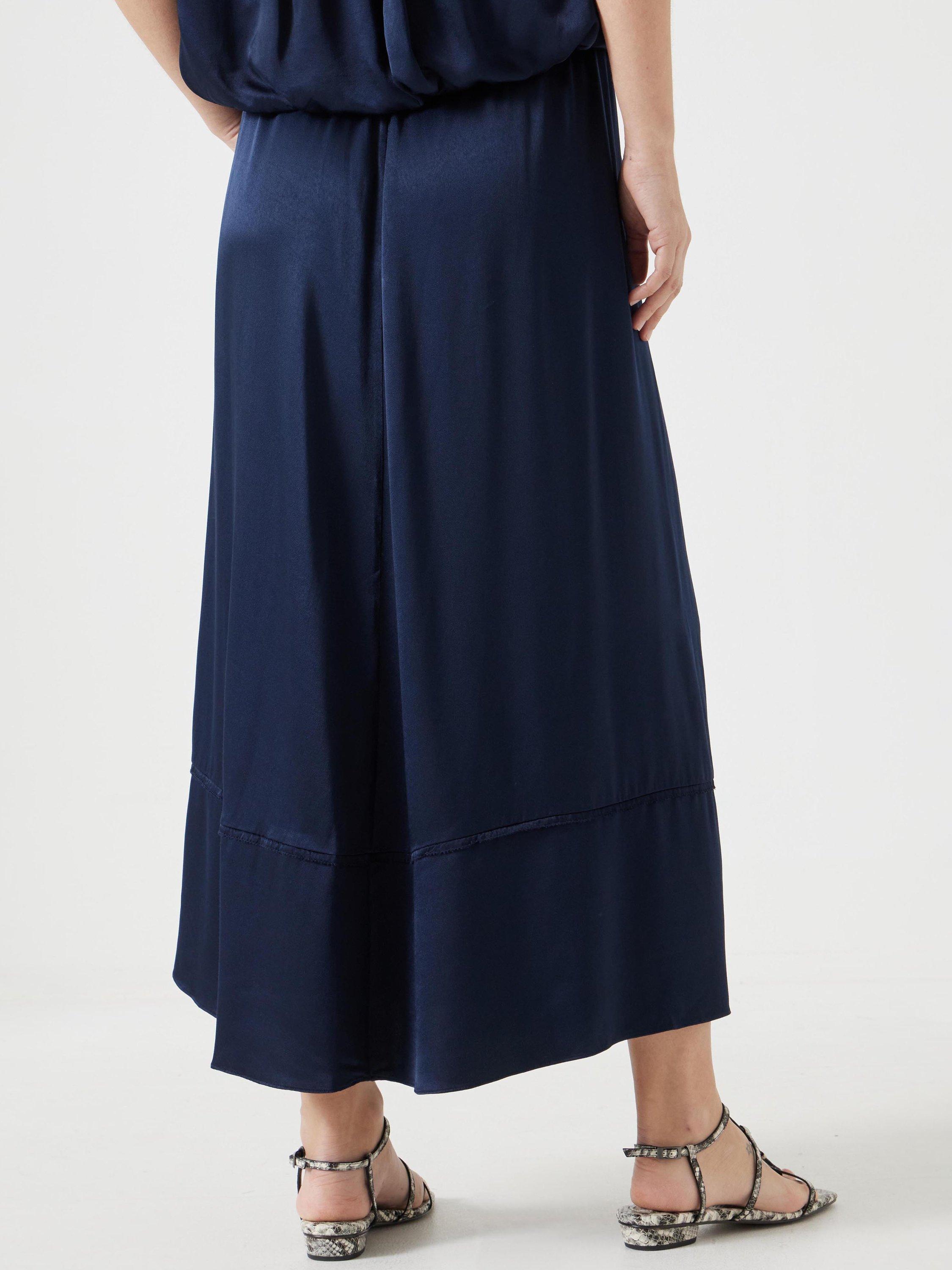 Product image 3 of 7, which shows HUSH A-Line Satin Skirt, Midnight Navy, XXS Reg