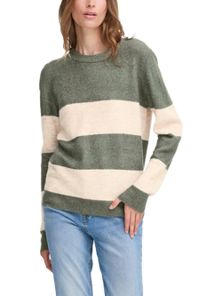 ICHI Edeen Stripe Jumper, Rifle Green/Multi