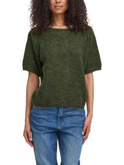 ICHI Kamara Short Sleeve Jumper, Rifle Green