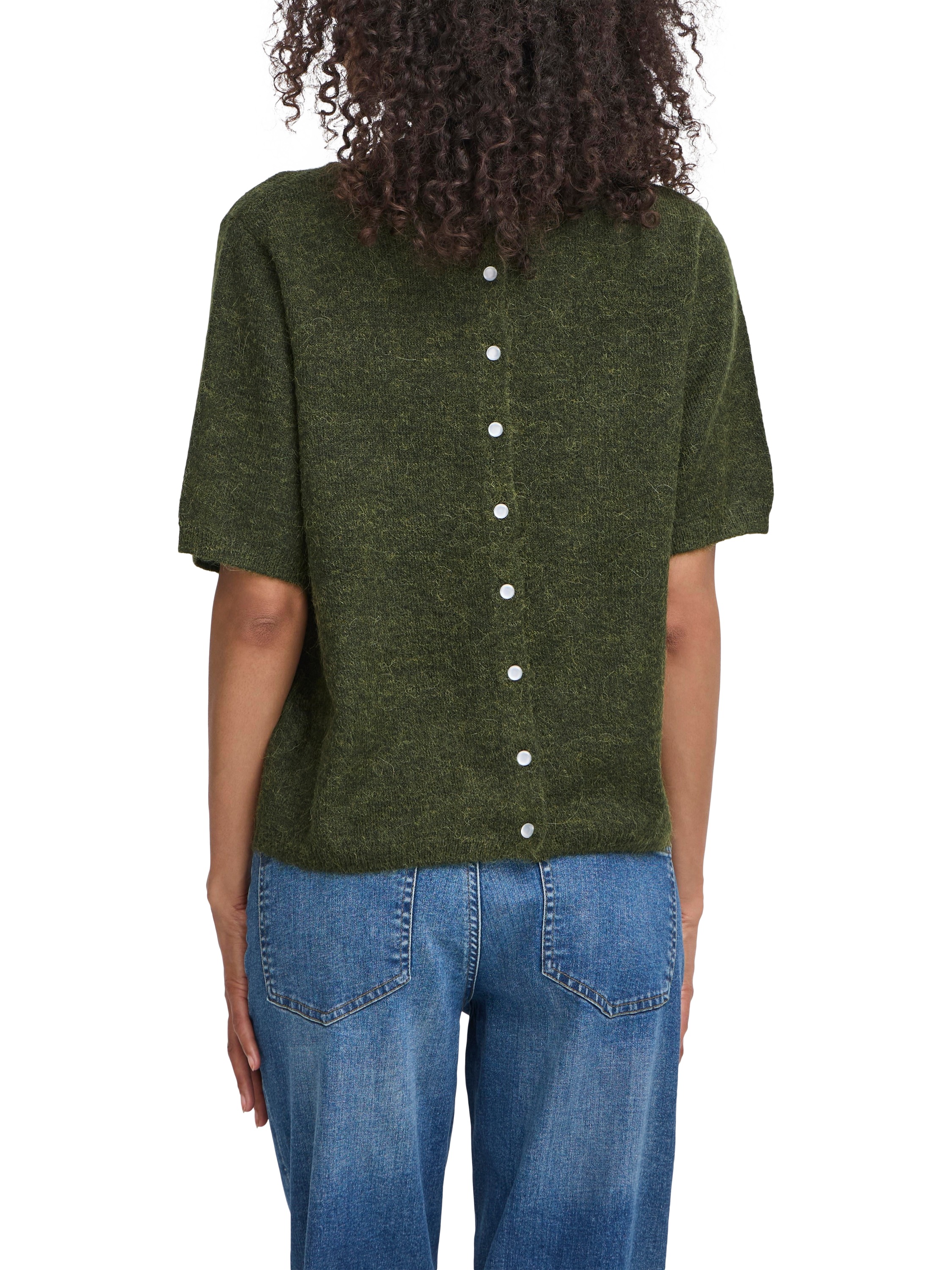 Product image 2 of 4, which shows ICHI Kamara Short Sleeve Jumper, Rifle Green, XS