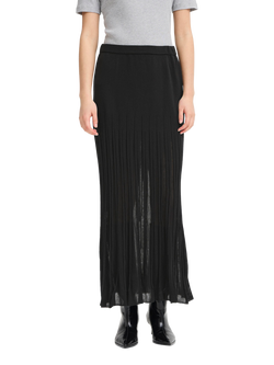 ICHI Boston Pleated Maxi Skirt, Black, Black