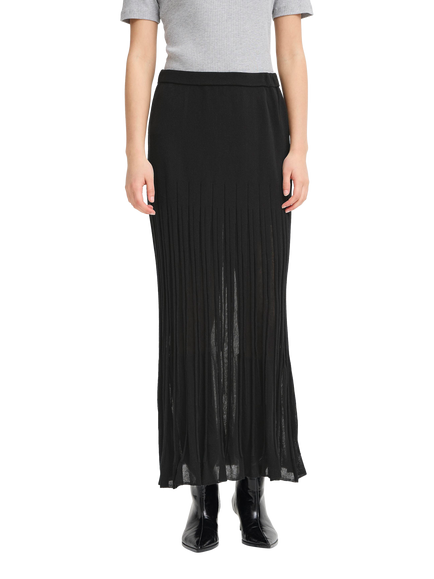 ICHI Boston Pleated Maxi Skirt, Black, Black