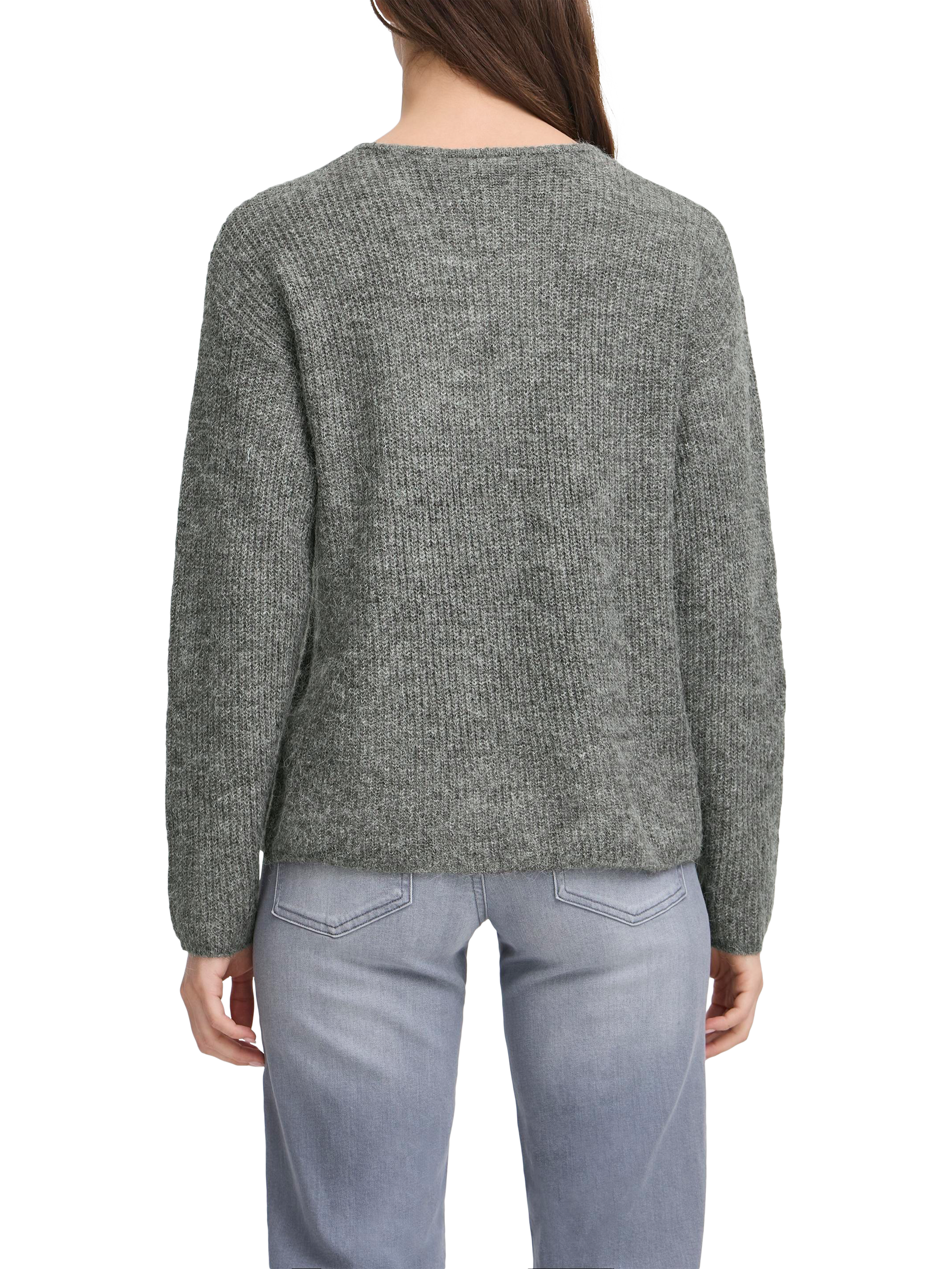 Product image 2 of 7, which shows ICHI Kamara Fine Knit Cardigan, Dark Grey Melange, XS