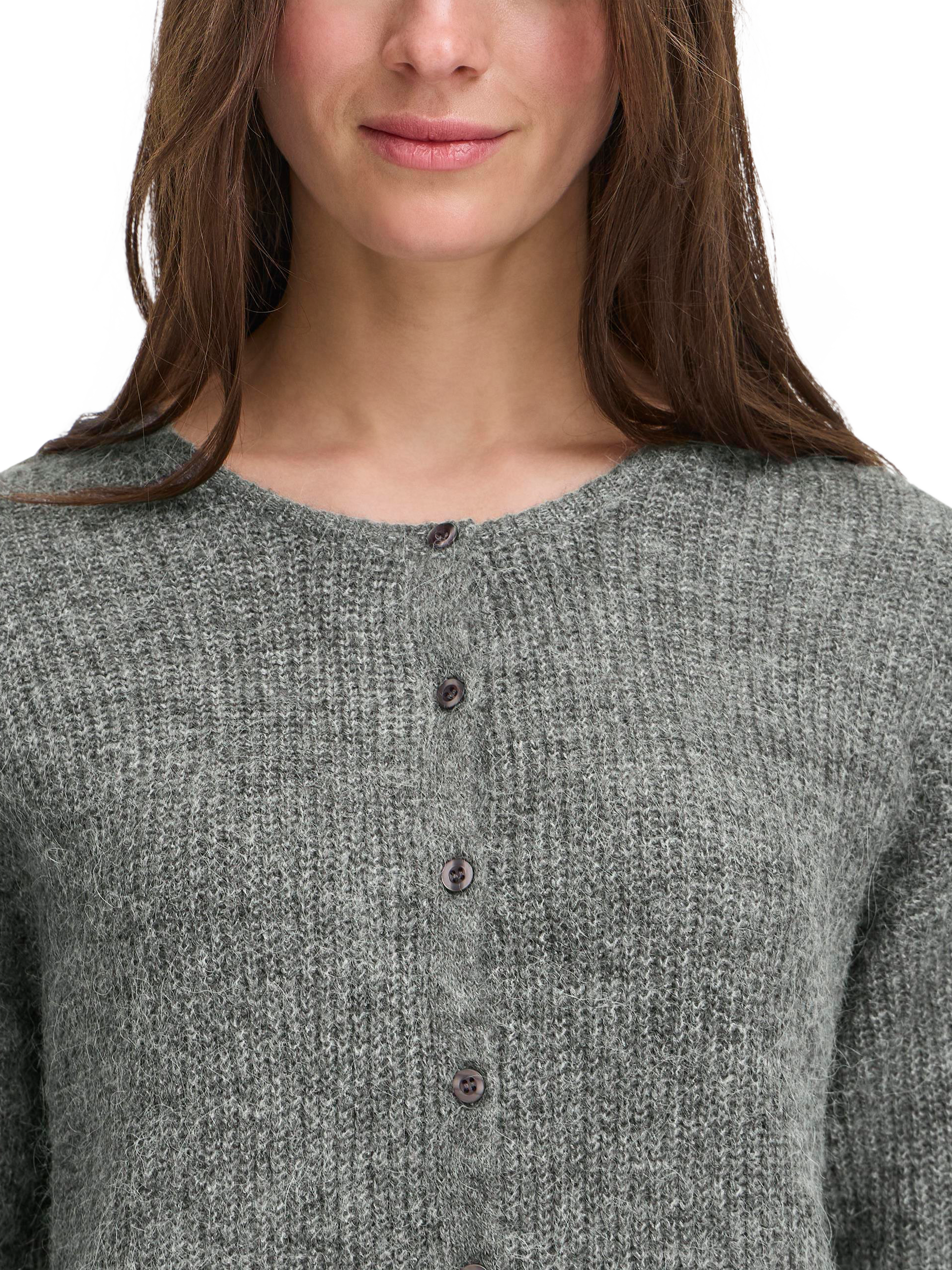 Product image 4 of 7, which shows ICHI Kamara Fine Knit Cardigan, Dark Grey Melange, XS