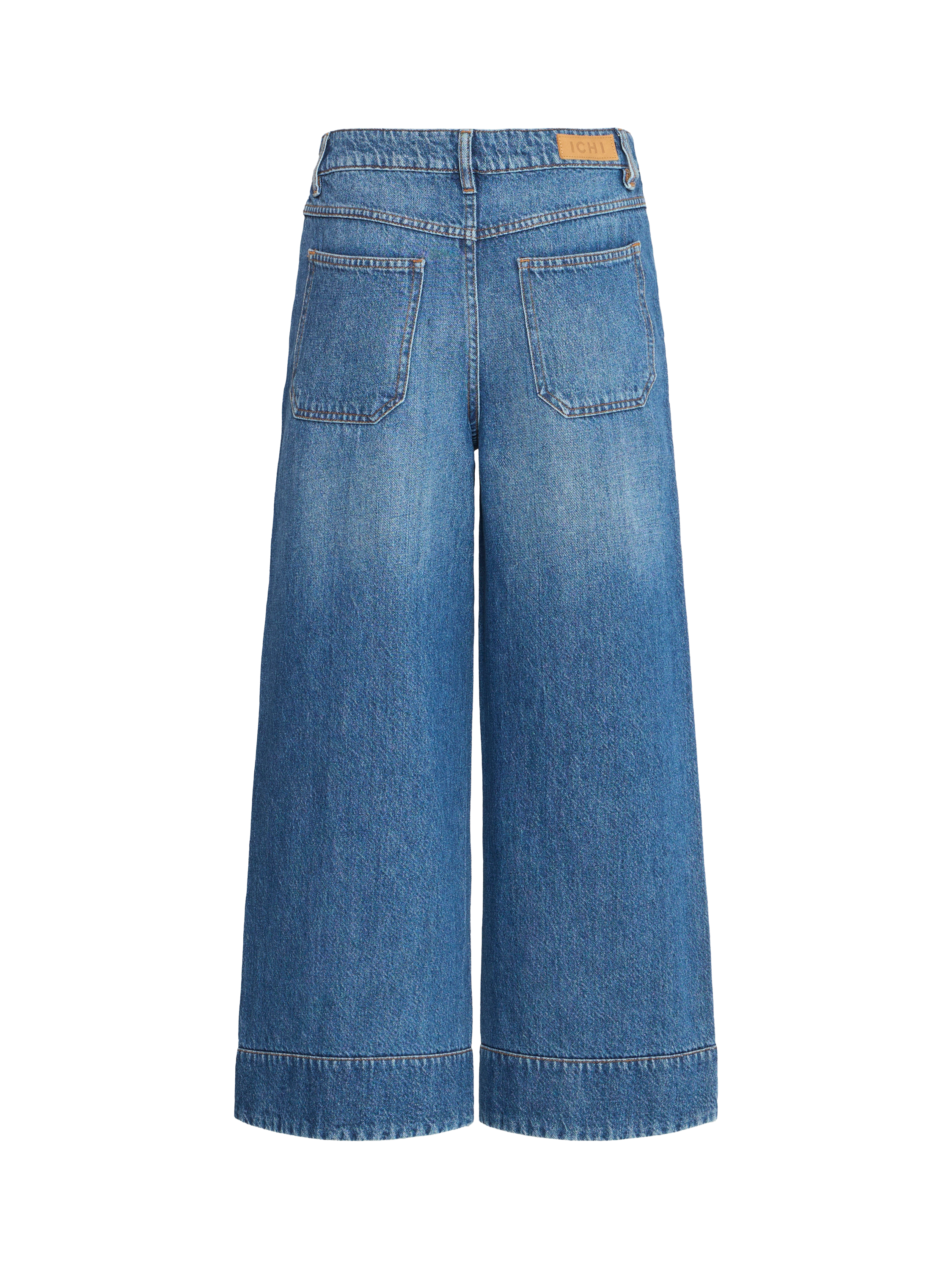 Product image 6 of 7, which shows ICHI Pamala Patch Pocket Wide Leg Jeans, Dark Blue, 25R
