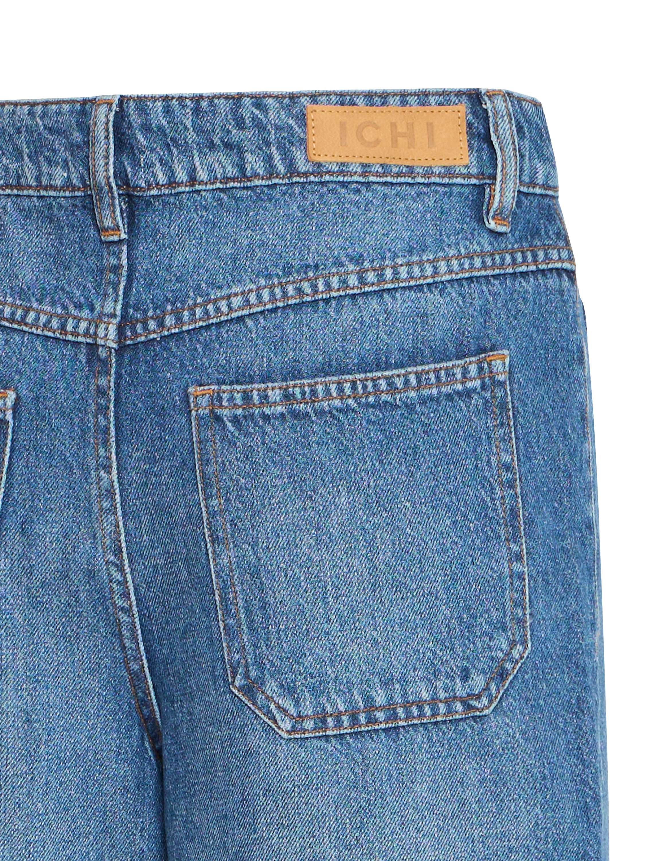 Product image 7 of 7, which shows ICHI Pamala Patch Pocket Wide Leg Jeans, Dark Blue, 25R