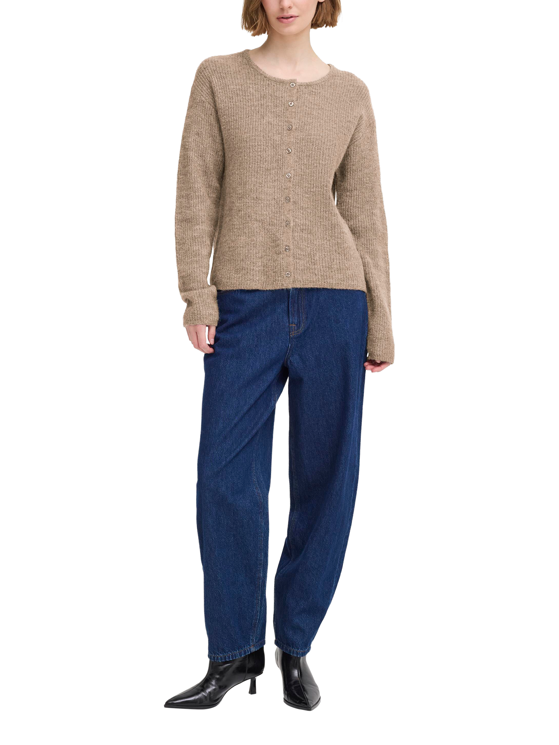 Product image 3 of 7, which shows ICHI Ihkamara Wool Blend Cardigan, Fungi, XS