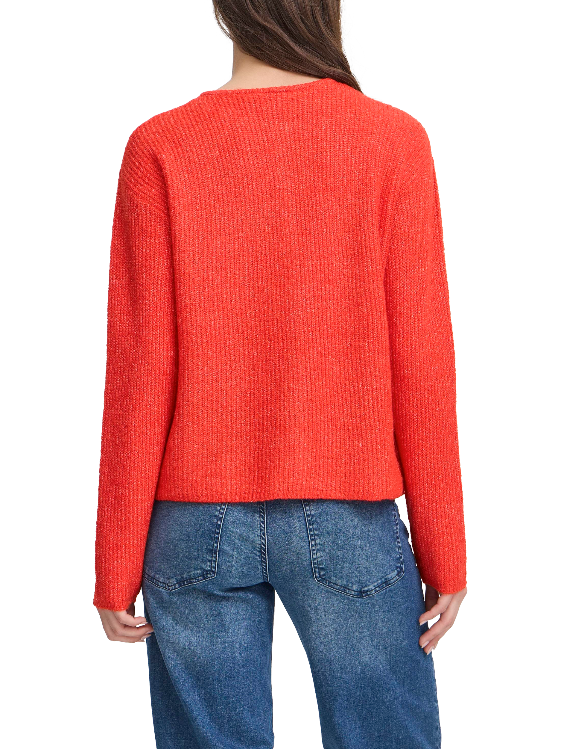 Product image 2 of 7, which shows ICHI Kamara Fine Knit Cardigan, Fiery Red, XS