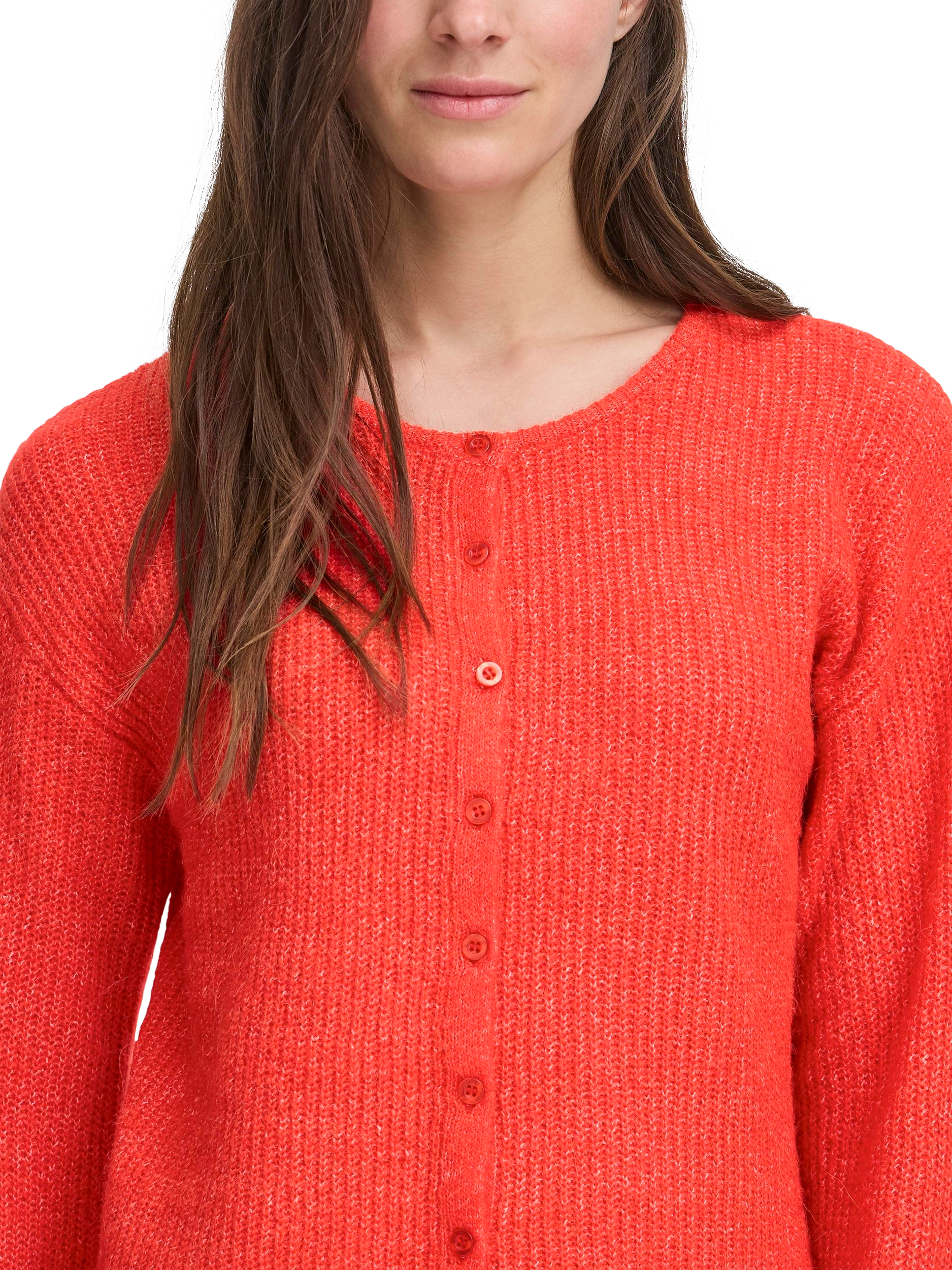 Product image 4 of 7, which shows ICHI Kamara Fine Knit Cardigan, Fiery Red, XS