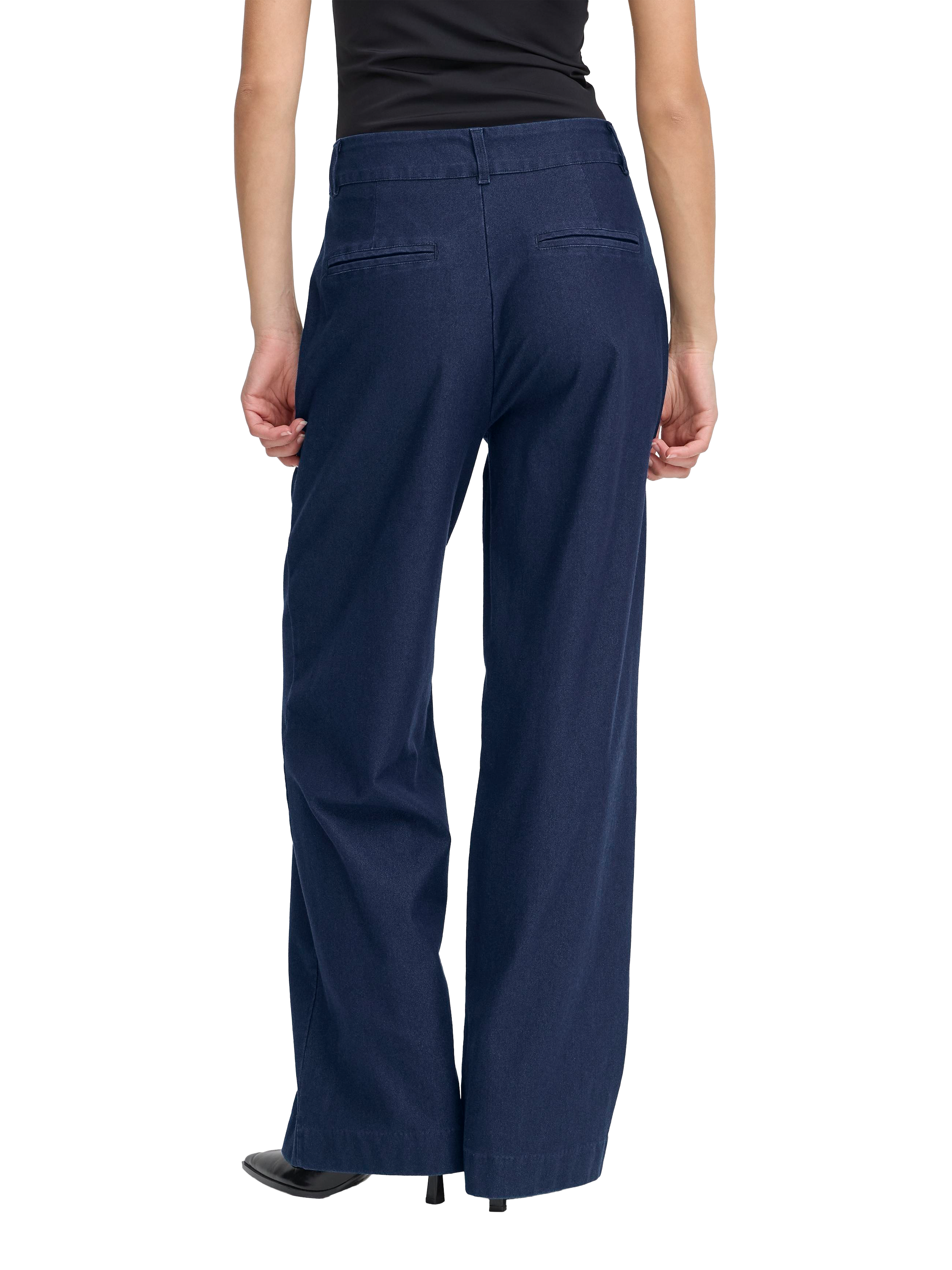 Product image 2 of 4, which shows ICHI Kate Straight Trousers, Dark Blue, XS