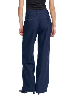 ICHI Kate Straight Trousers, Dark Blue - view 2, Dark Blue
