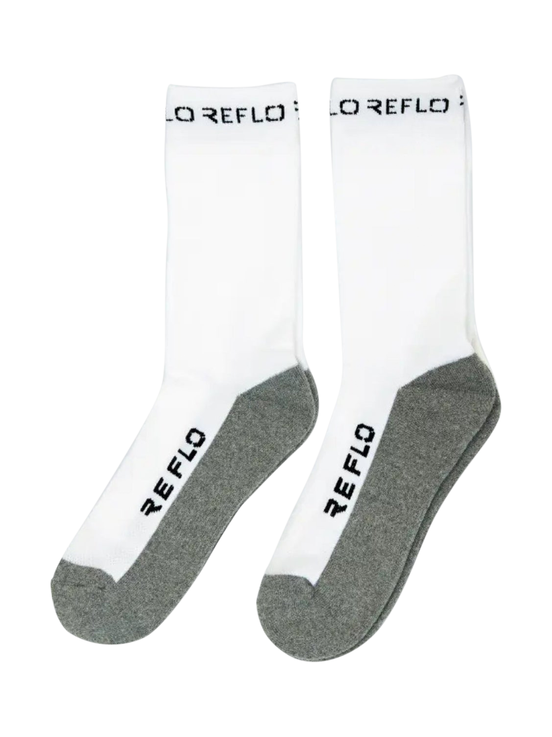Product image 1 of 3, which shows REFLO Lanao Crew Socks, White/Grey, L