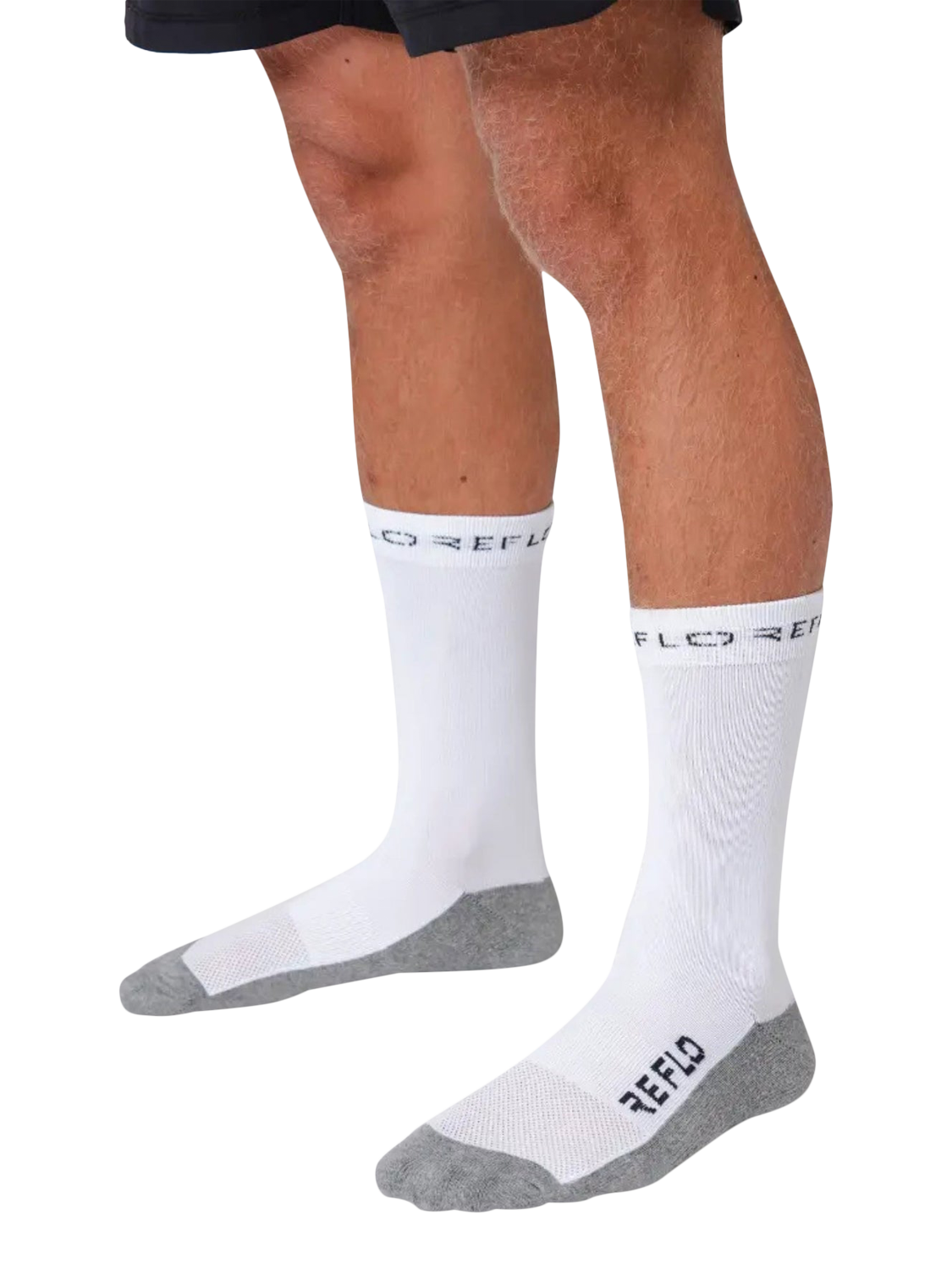Product image 2 of 3, which shows REFLO Lanao Crew Socks, White/Grey, L
