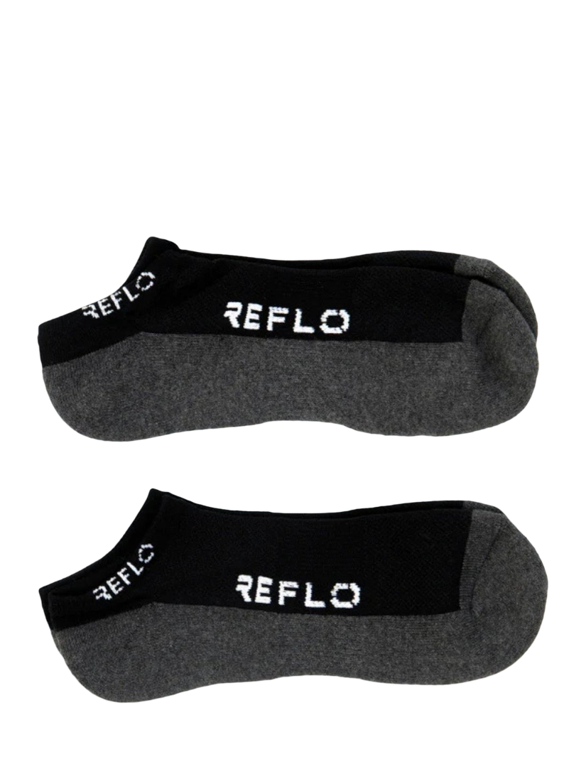 Product image 1 of 5, which shows REFLO Lugano Crew Socks, Black/Grey, L