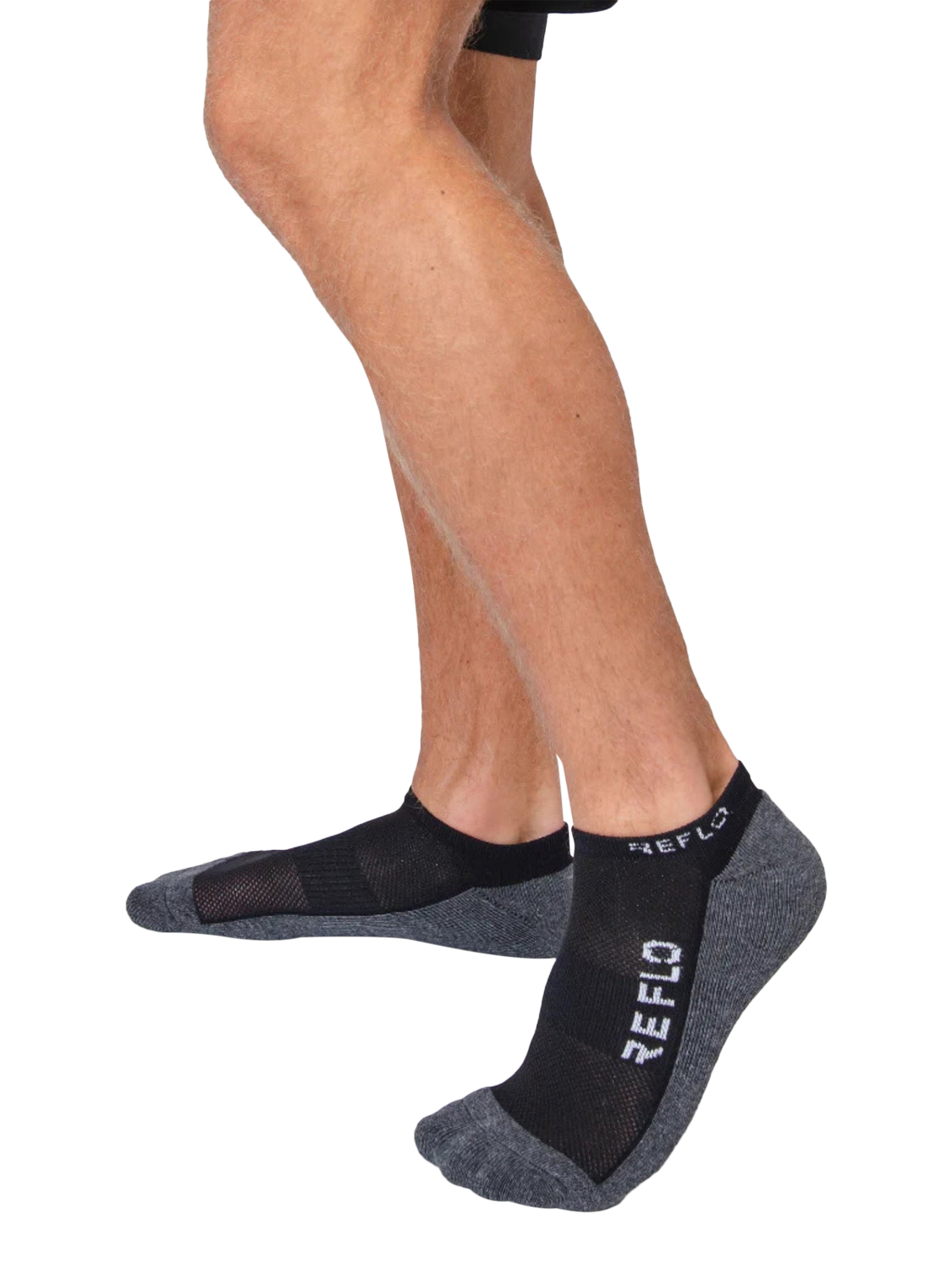 Product image 2 of 5, which shows REFLO Lugano Crew Socks, Black/Grey, L
