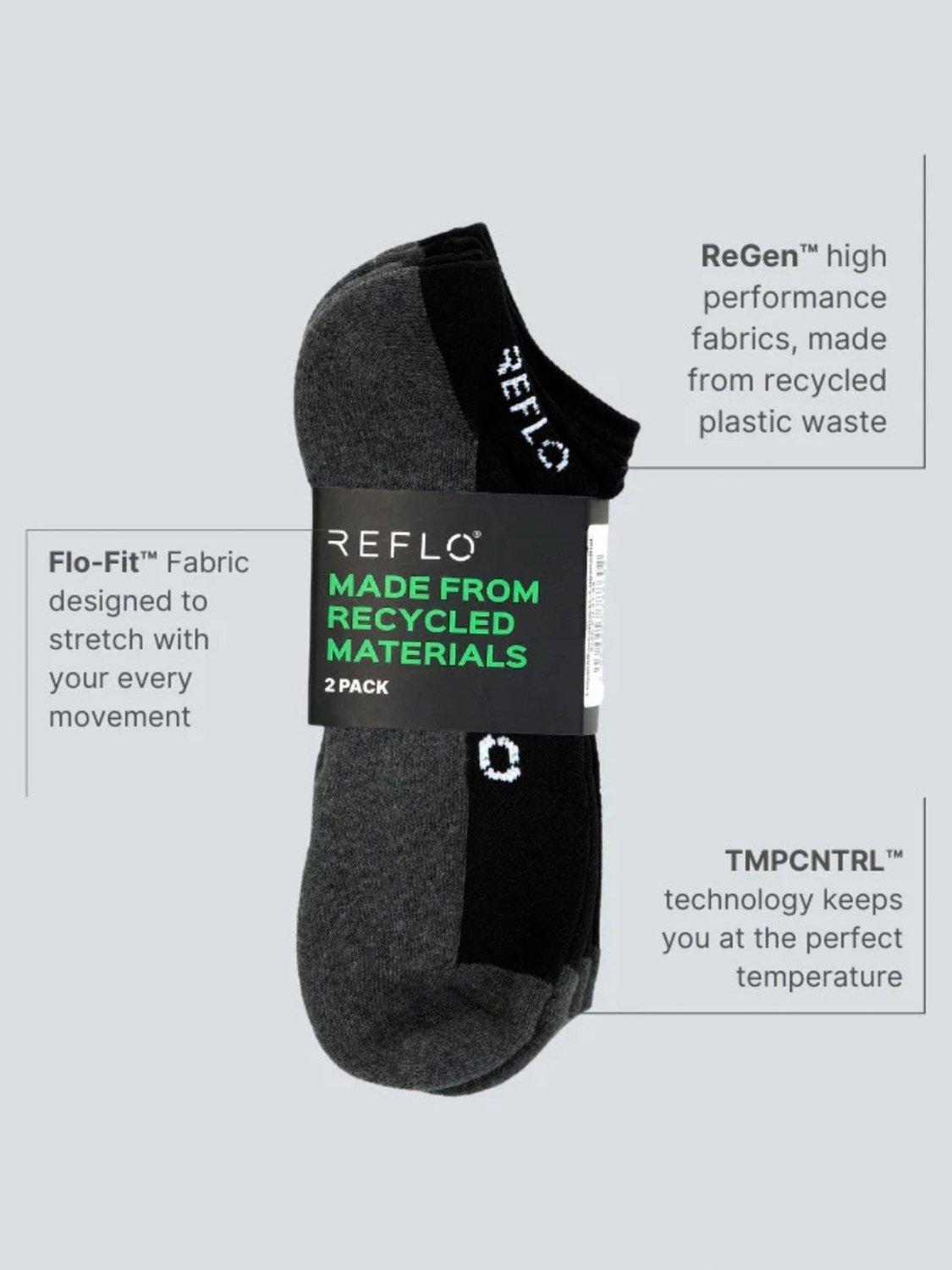 Product image 3 of 5, which shows REFLO Lugano Crew Socks, Black/Grey, L