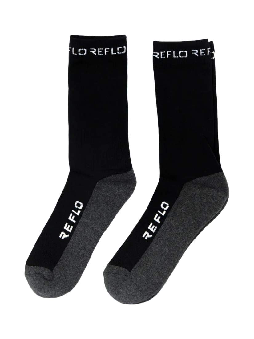Product image 1 of 3, which shows REFLO Lanao Crew Socks, Black/Grey, S