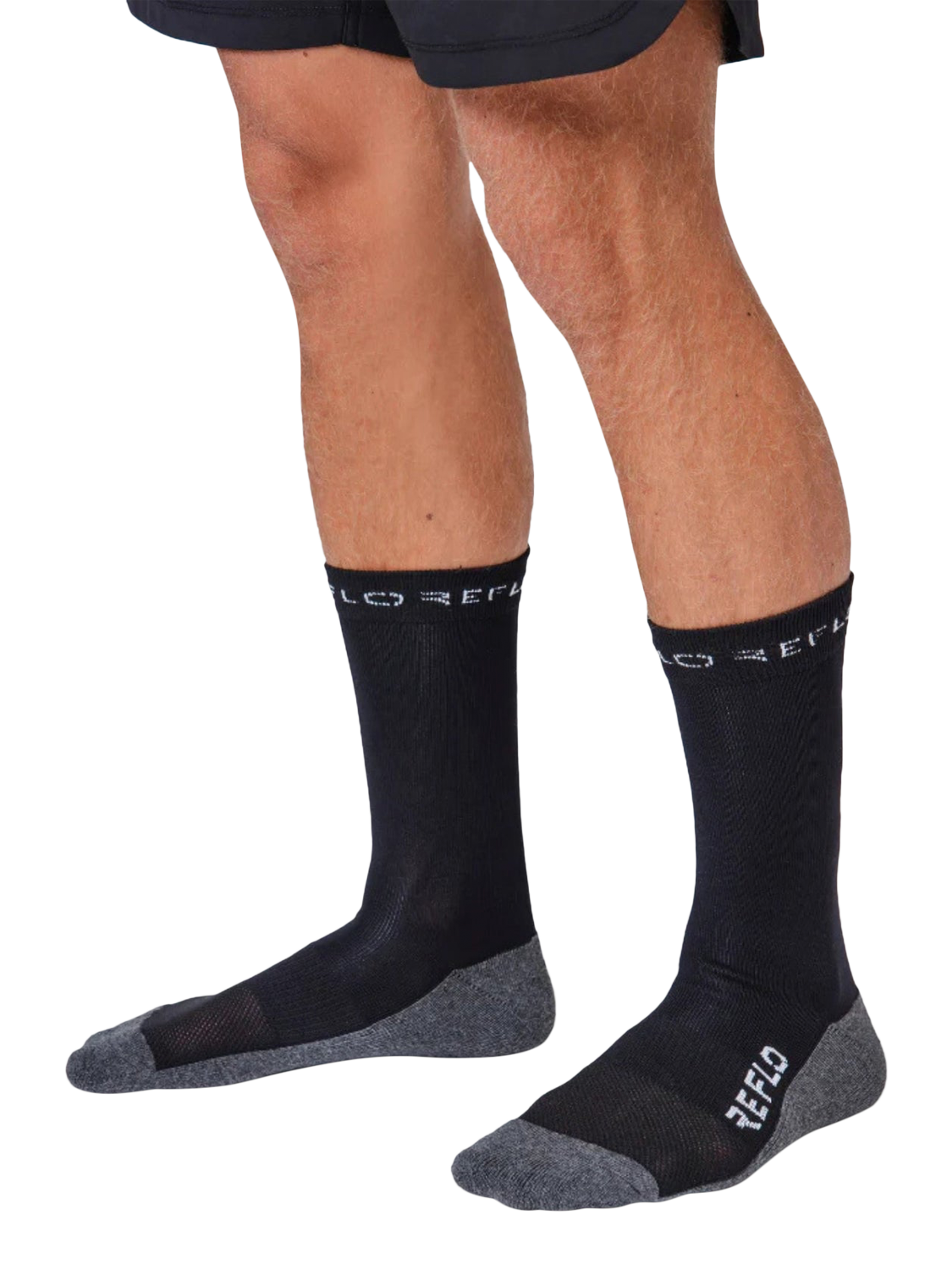 Product image 2 of 3, which shows REFLO Lanao Crew Socks, Black/Grey, S