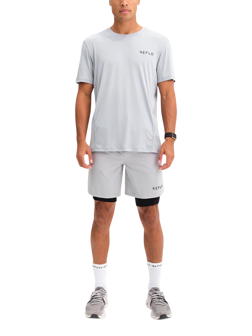 Product image 1 of 6, which shows REFLO Men's Desna 2-in-1 Shorts, Rock Grey, L