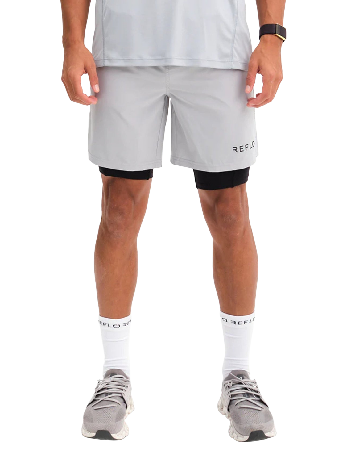 Product image 3 of 6, which shows REFLO Men's Desna 2-in-1 Shorts, Rock Grey, L