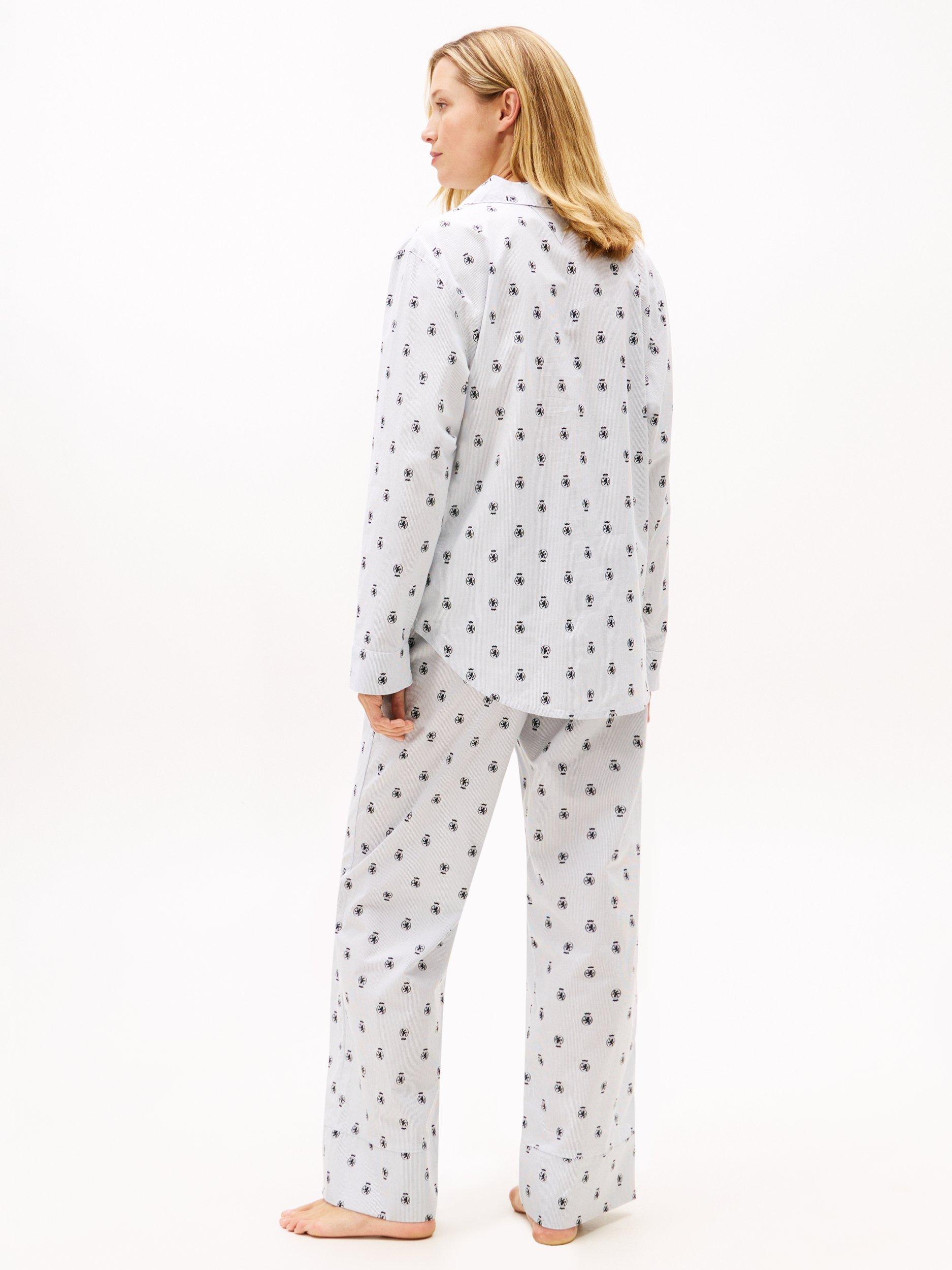 Product image 2 of 4, which shows Tommy Hilfiger Cotton Poplin Pyjama Top, Ithaca Crest, XS