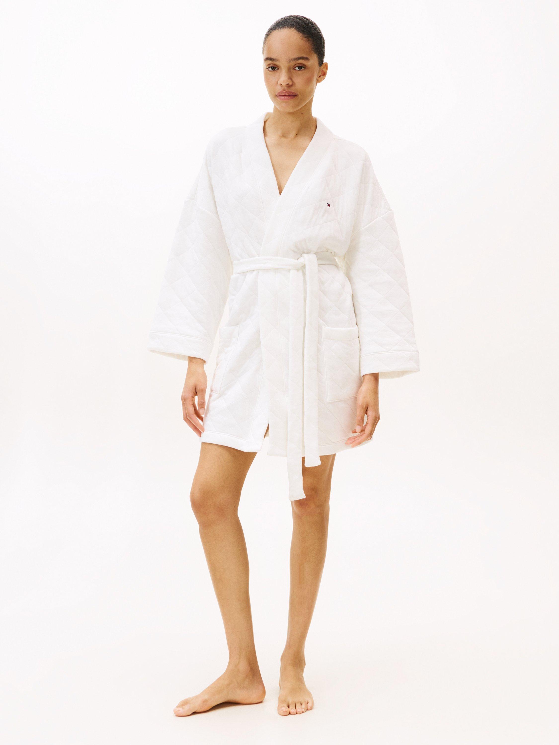Product image 1 of 6, which shows Tommy Hilfiger Quilted Jersey Bath Robe, Ivory, XS