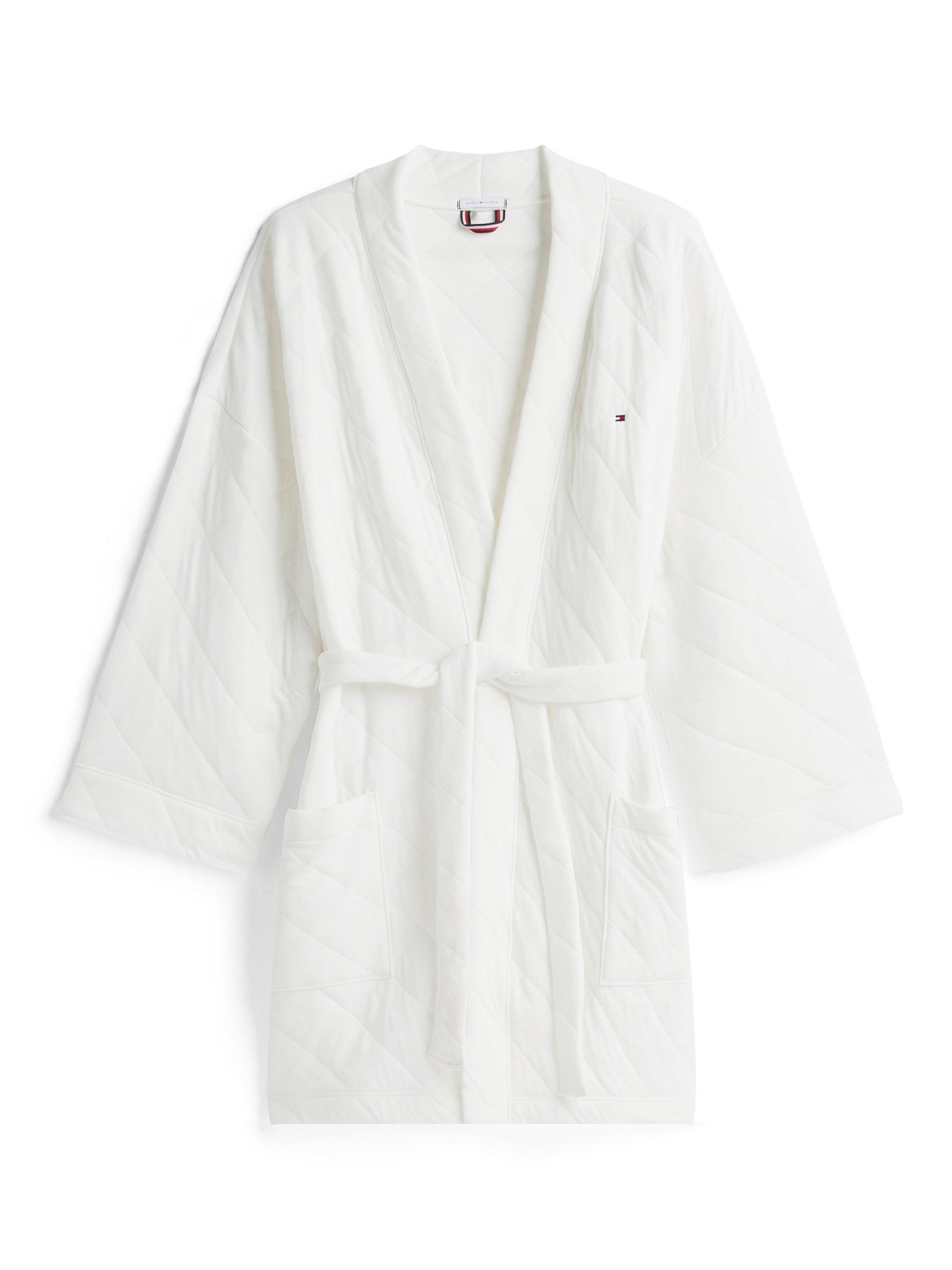 Product image 4 of 6, which shows Tommy Hilfiger Quilted Jersey Bath Robe, Ivory, XS