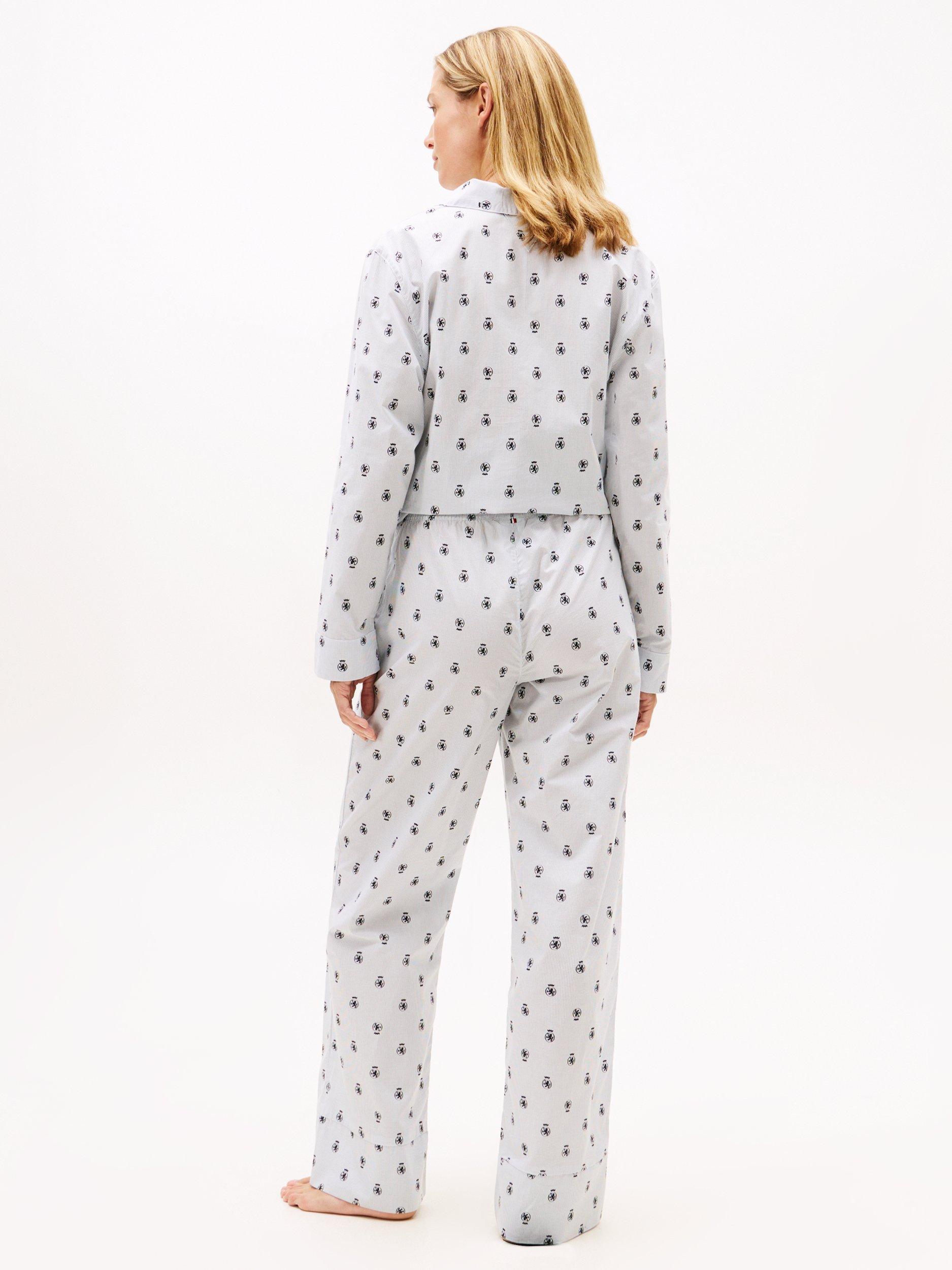 Product image 2 of 4, which shows Tommy Hilfiger Cotton Poplin Pyjama Bottoms, Ithaca Crest, XS