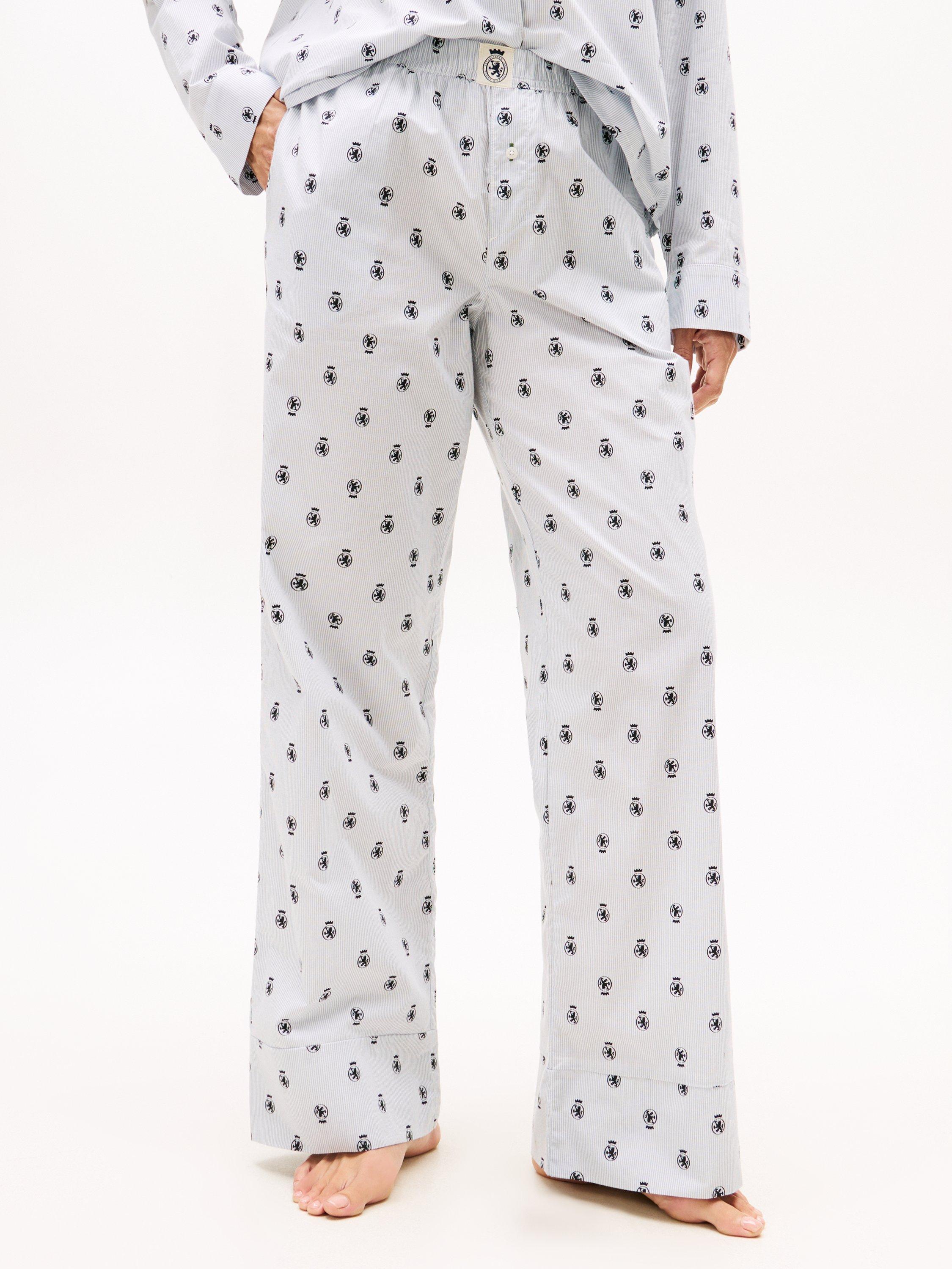 Product image 3 of 4, which shows Tommy Hilfiger Cotton Poplin Pyjama Bottoms, Ithaca Crest, XS